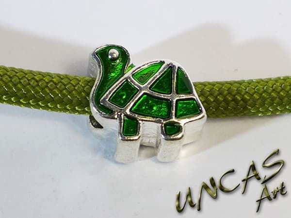 Bild von Schildkröte Turtle versilbert mit Email Metall * Beads für Paracord 